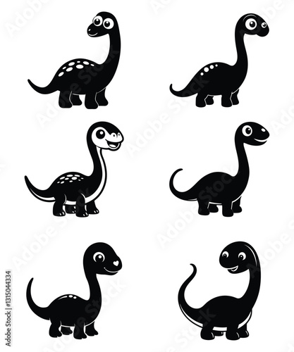 Dinosaurs Silhouette Vector Bundle, Prehistoric Dinosaur Silhouette Art Illustration on a White Background