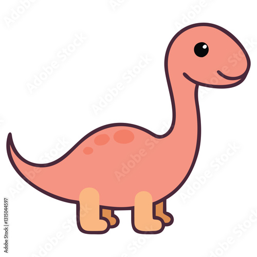 Cute Friendly Dinosaur Cartoon Vector, Adorable Brontosaurus Clipart for Kids' Designs, Decor, and Fun Illustrations