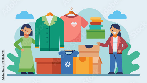 An organization is holding a donation drive to collect gently used professional clothing for jobseekers who lack appropriate attire.. Vector illustration