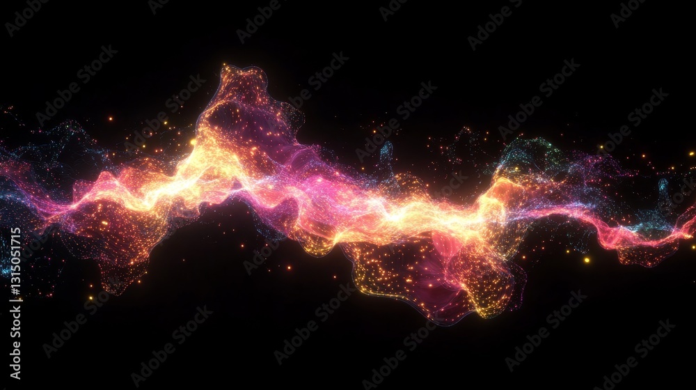 Fototapeta premium A captivating abstract image featuring explosive colorful energy waves in a dark background. Sparkling details add a touch of magic and allure.