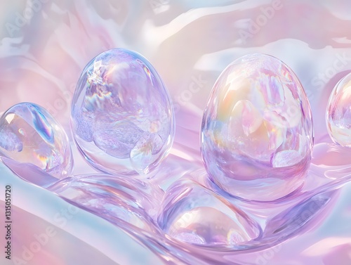 Surreal Floating Easter Eggs in a Dreamlike Fluid Universe photo