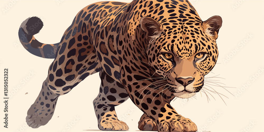 Flat style jaguar icons set with detailed big cat illustrations in vector format.
