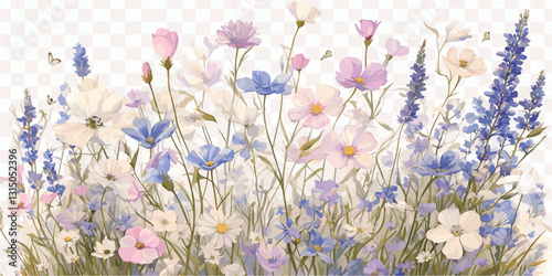 Elegant wildflowers vector icons set in flat style featuring delicate blooms and graceful stems.