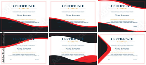 Six Red-Black Excellence Certificates