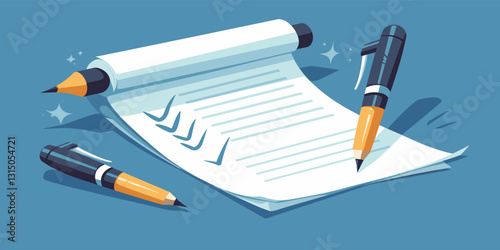 Flat icons set of writing and editing tools in a vector style.