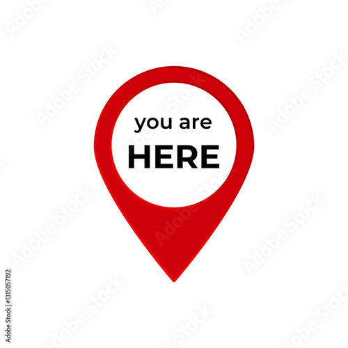 A red location pin features the text you are here in bold black letters within a white circle.