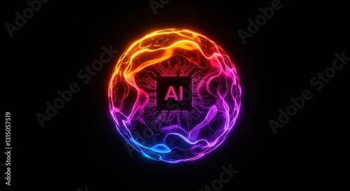 AI Glass Orb - Hyper-Realistic 3D Rendering of a Technologic Fluid