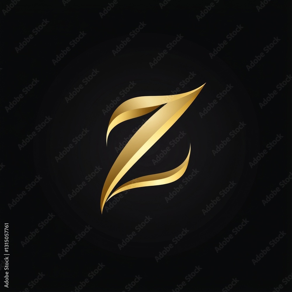 Fototapeta premium Elegant Gold Swoosh Logo for Corporate Identity: Modern Z Design with a Luxurious Touch