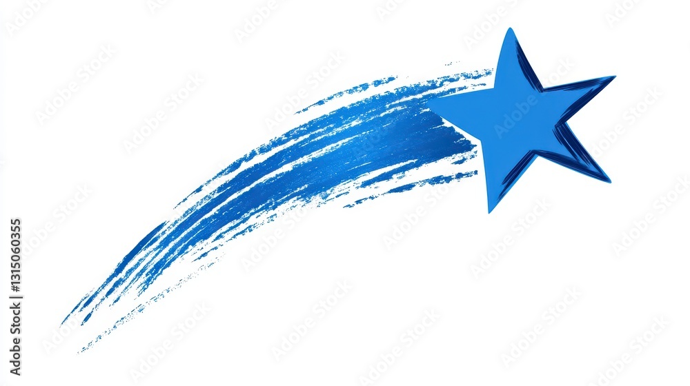 custom made wallpaper toronto digitalBlue Star Shooting Across White Background, Digital Illustration