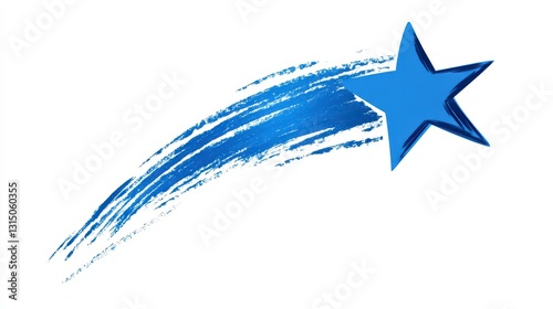 Wallpaper Mural Blue Star Shooting Across White Background, Digital Illustration Torontodigital.ca