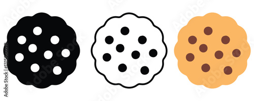 Browser cookie bite biscuit icon set vector on white background