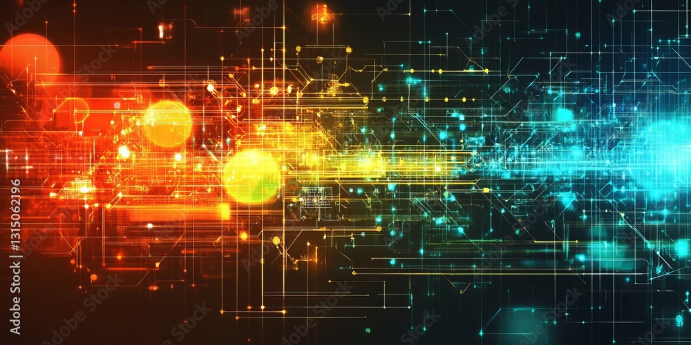 Fototapeta premium Explore this vibrant abstract background featuring dynamic colors and light effects. Perfect for projects related to technology, innovation, and artistic expression.