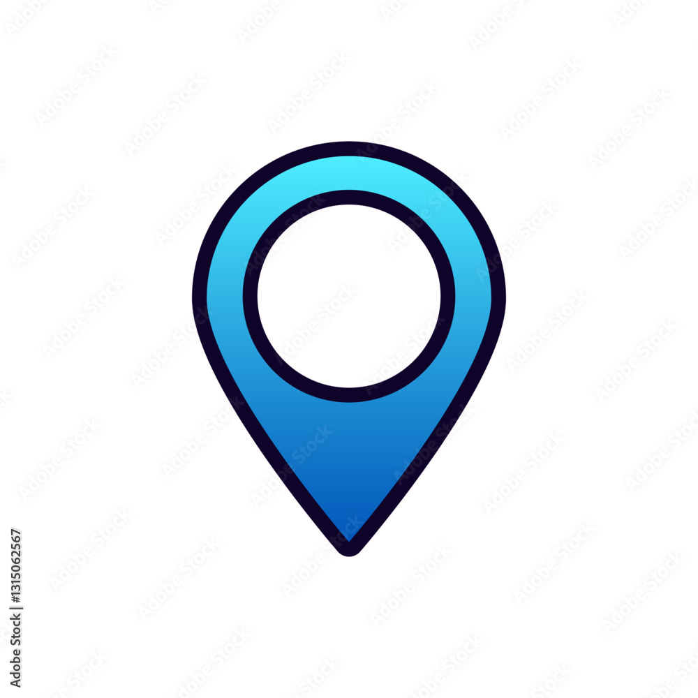 A blue location pin icon design used for navigation and map positioning in various digital devices. A blue location pin icon design used for navigation and map positioning in various digital devices.