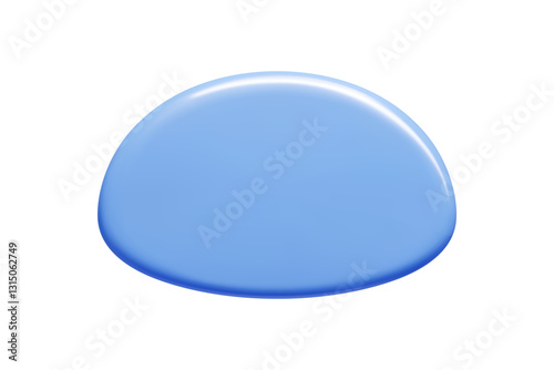 Blue 3d callout banner in elliptical shape with rounded edges. Vector speech bubble displays luminous shading and polished surface for digital marketing, social media posts, interface elements.