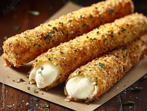 Relaxed presentation of tasty food on a table featuring crispy fried sticks for enjoyable snacking