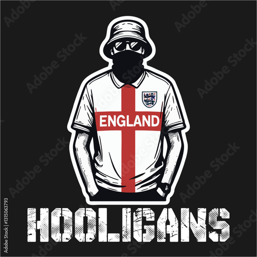 England United Kingdom Ultras hooligan football fans vector illustration 