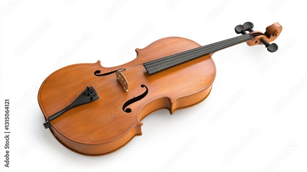 Fototapeta premium Reddish Brown Cello on White Background