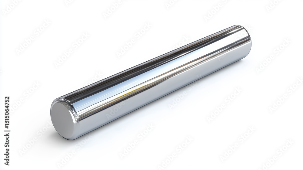 Shiny Cylindrical Metal Rod on White Background Shiny Cylindrical Metal Rod on White Background