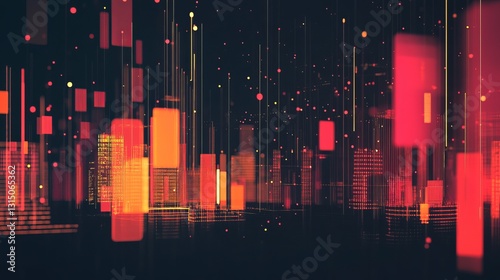 Wallpaper Mural Vibrant abstract visualization showcasing silhouettes of data charts and colorful elements. Ideal for representing modern data analysis concepts and ideas. Torontodigital.ca