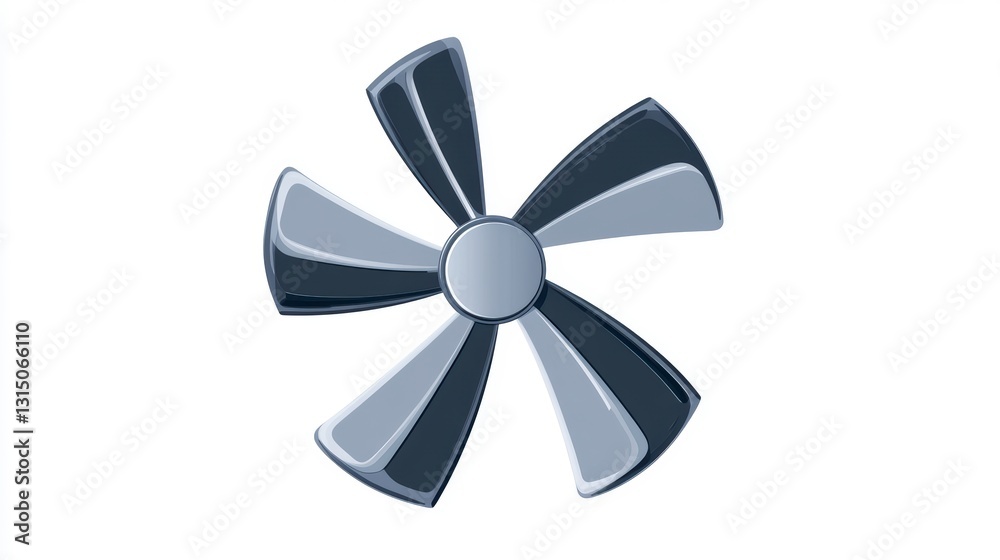Six Blade Propeller Illustration in Gray and Silver