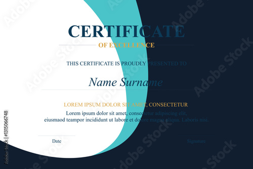 Teal-Curve Excellence Certificate Template
