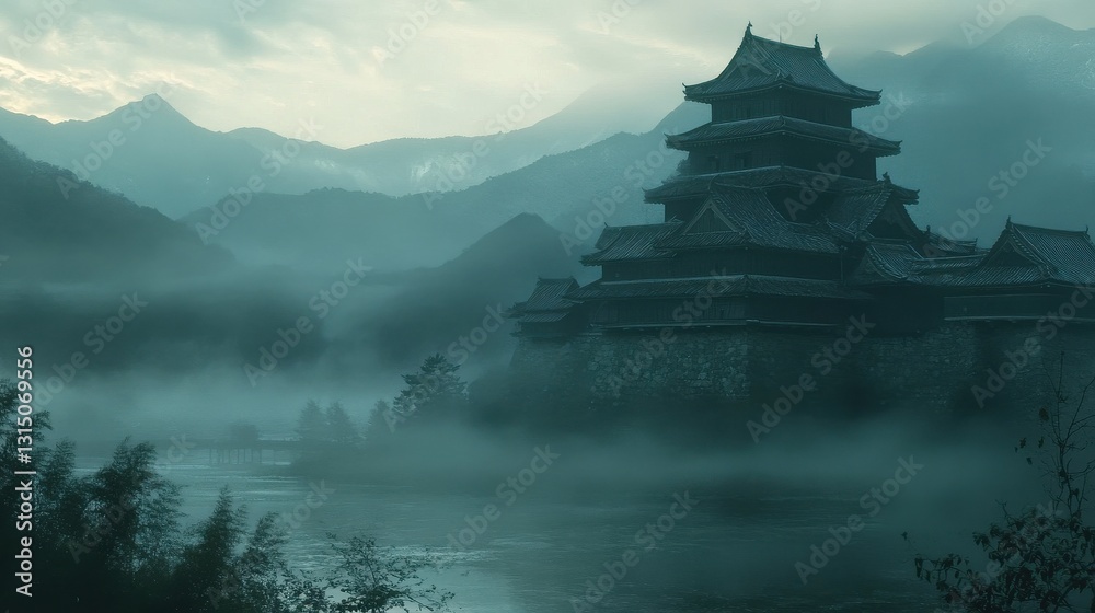 Historic Matsumoto Castle surrounded by misty mountains - 2. Historic Matsumoto Castle surrounded by misty mountains - 2.