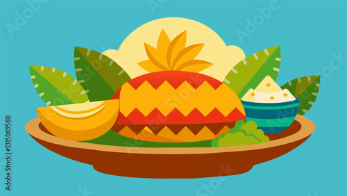 The traditional dish shines through in each bite a perfect blend of indigenous and Spanish influences that reflect the rich cultural heritage of Nicaragua.. Vector illustration