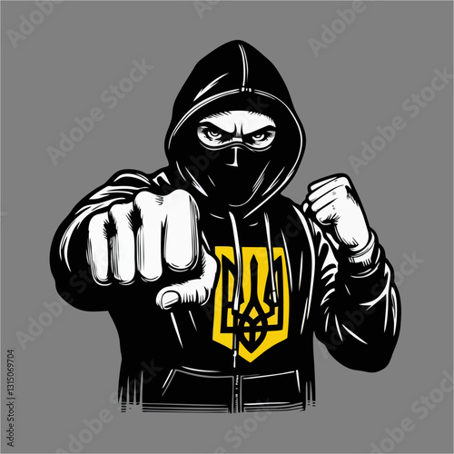 Ukraine Ultras hooligan football fans Vector illustration 