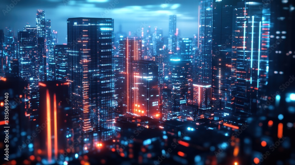AI-Generated Futuristic Urban Cityscape with Smart Technology AI-Generated Futuristic Urban Cityscape with Smart Technology