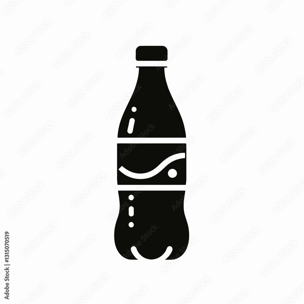 very simple flat and minimalist Soda Bottle silhouette in black on a white background very simple flat and minimalist Soda Bottle silhouette in black on a white background