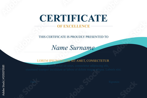 Teal-wave Excellence Certificate Template