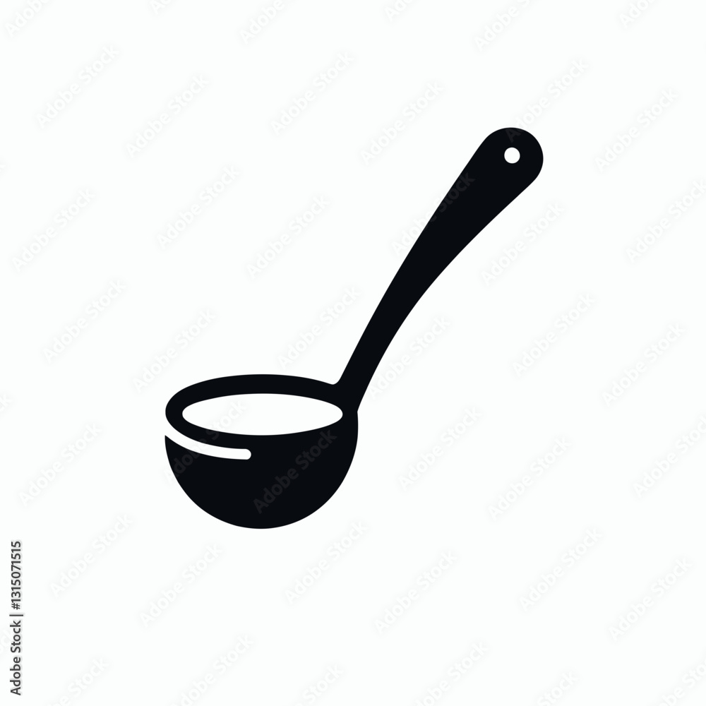 very simple flat and minimalist Soup Ladle silhouette in black on a white background very simple flat and minimalist Soup Ladle silhouette in black on a white background