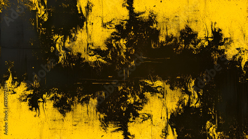 Abstract black and yellow background with grungy texture