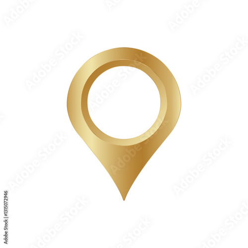 A golden map pin symbolizes location with a metallic finish, featuring a circular center design.