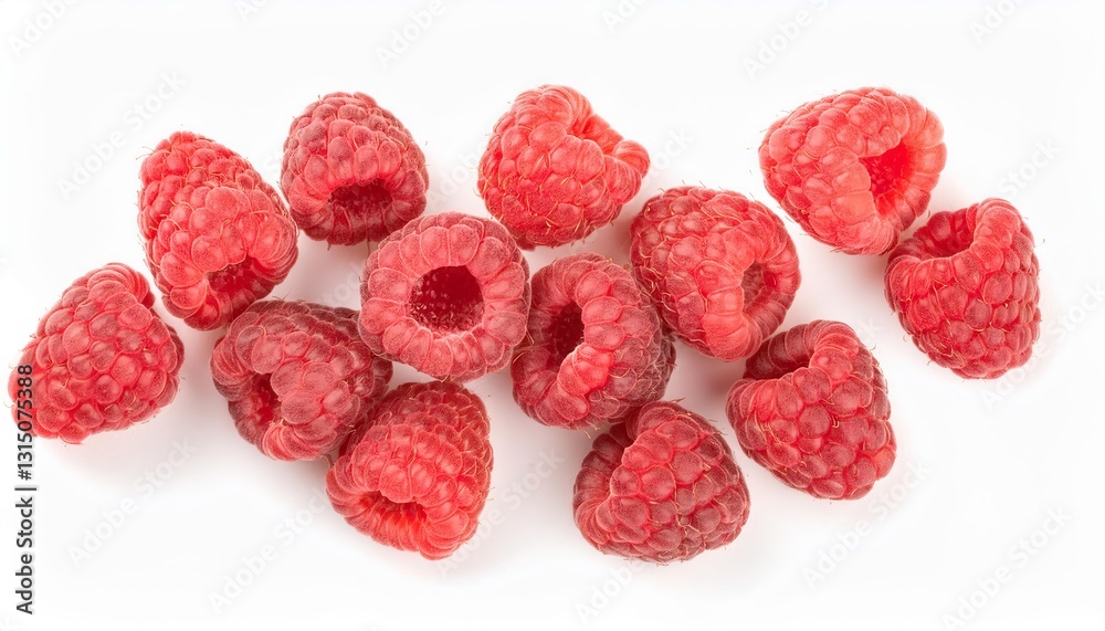 Fresh raspberries lying on a white background Fresh raspberries lying on a white background