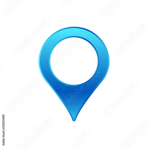 Free Download Blue location pin with a white ring, representing navigation, location, and digital map tracking. - GFXLoad