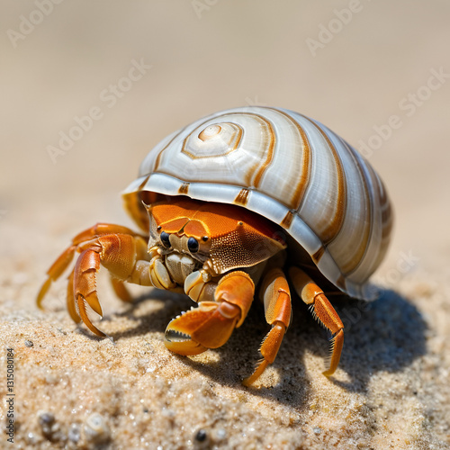 Hermit or diogenes crab in a beautiful gastropod shell