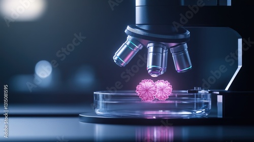 petri dish containing single plant cell undergoing mitosis under microscope