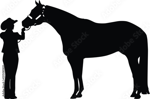 Halter horse and handler silhouette