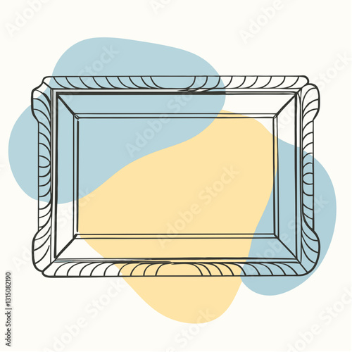 Stylized decorative frame illustration with colorful background shapes for artwork display