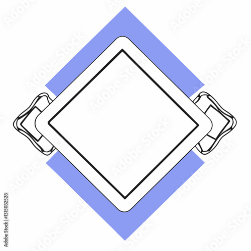 Contemporary diamond-shaped frame with copy space in pastel blue