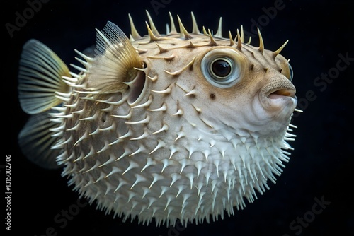 puffer fish isolated in black background