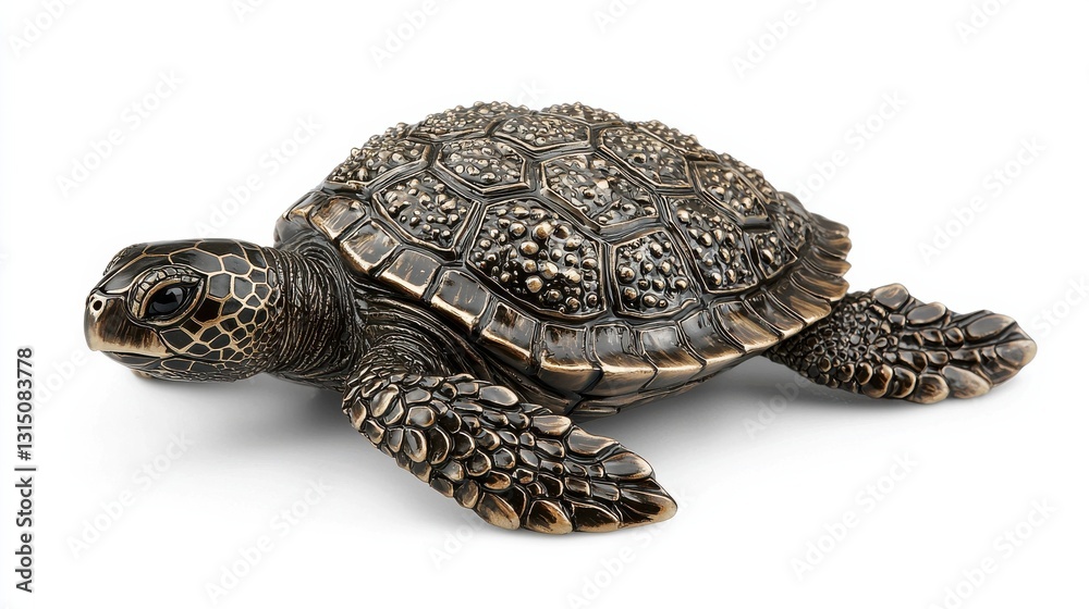 Fototapeta premium Bronze sea turtle sculpture art studio decorative art indoor space side view nature conservation theme