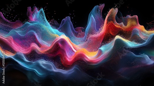 Vibrant Abstract Waves with Colorful Swirls and Fluid Motion Effects