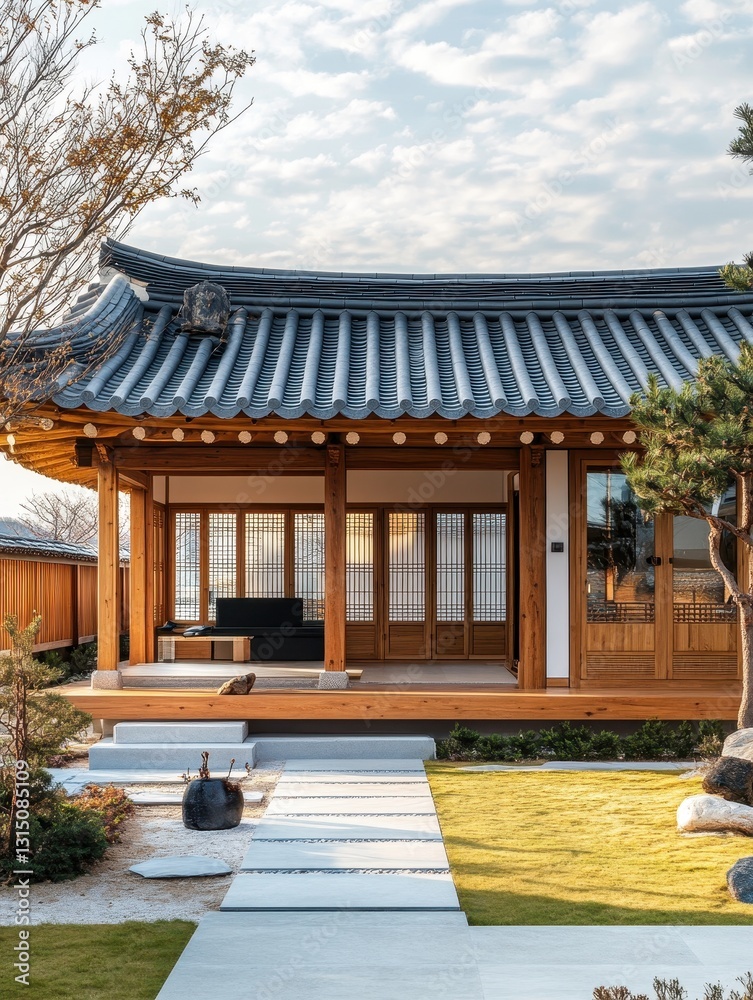 Fototapeta premium A beautiful Asian pavilion with a beautiful exterior design