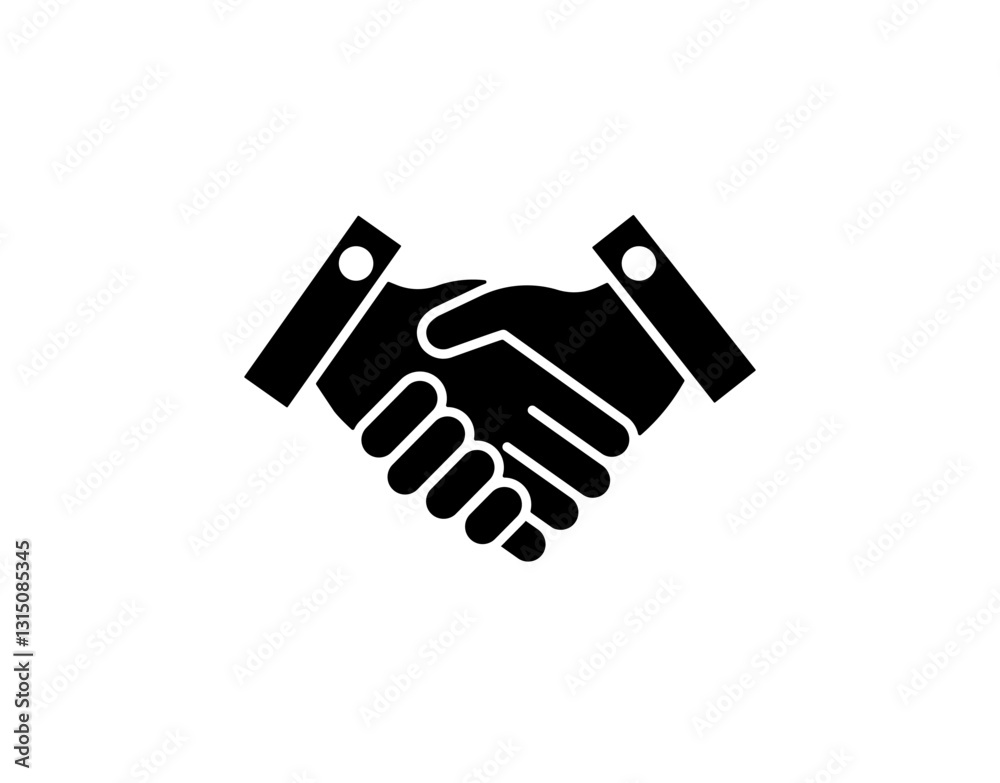 Black and white icon shows a handshake symbolizing agreement or partnership. simple and clear. Black and white icon shows a handshake symbolizing agreement or partnership. simple and clear.