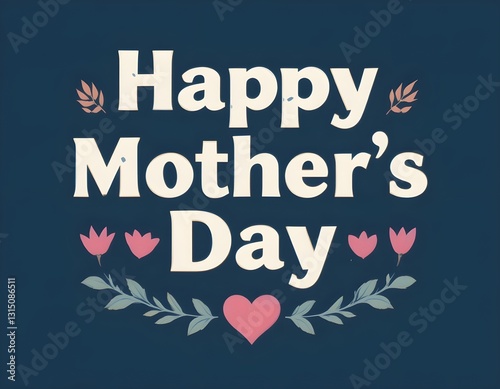 Happy mother's day typography with dark blue background.