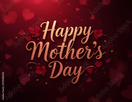 Happy mother's day typography with red background.
