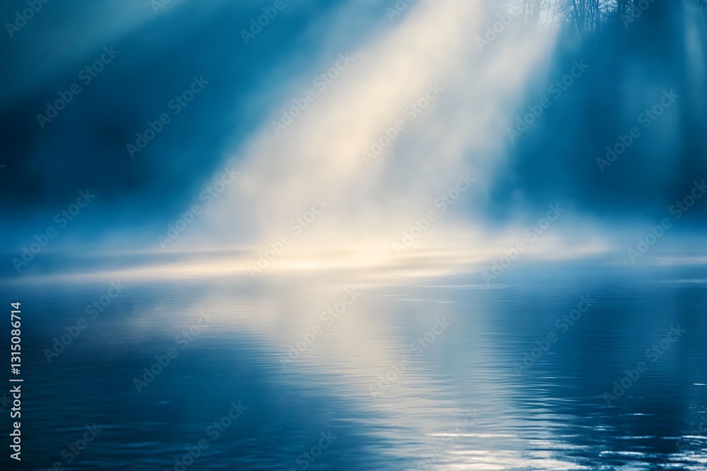 Beautiful Light Beams Piercing Through Smoky Atmosphere in a Calm, Peaceful Environment Beautiful Light Beams Piercing Through Smoky Atmosphere in a Calm, Peaceful Environment