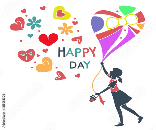  Modern abstract art design with hearts, bows and modern typography. Templates for celebration, ads, branding, banner, cover, label, poster, sales